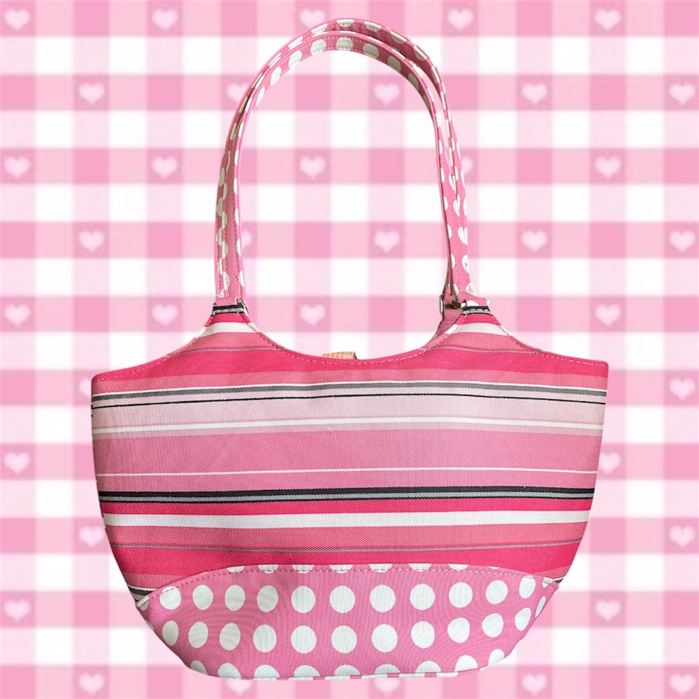 Pink Striped and Polka Dot Women's Bag